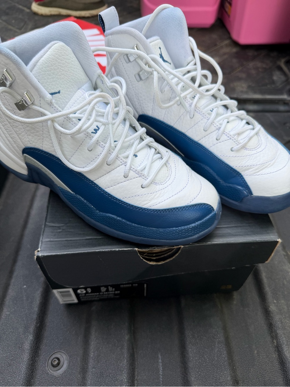 Kids White and Navy Basketball Sneakers - Classic Court Style